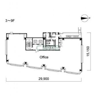 3階〜9階 平面図