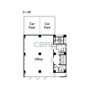 3階〜9階 平面図