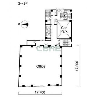 2階〜9階 平面図
