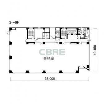 3階〜9階 平面図