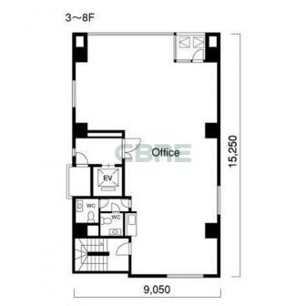3階〜8階 平面図