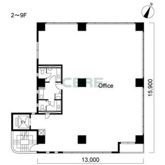 2階〜9階 平面図