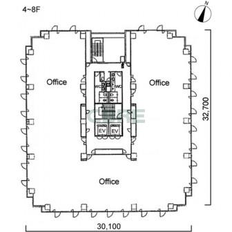 4階〜8階 平面図
