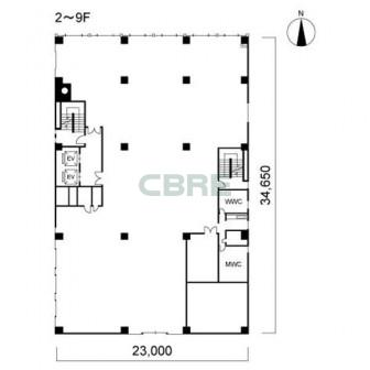 2階〜9階 平面図
