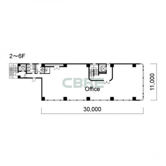 2階〜6階 平面図