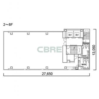 2階〜8階 平面図