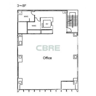 3階〜8階 平面図