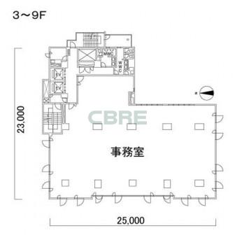 3階〜9階 平面図