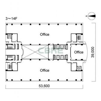 3階〜14階 平面図