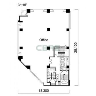 3階〜8階 平面図