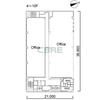 4階〜10階 平面図