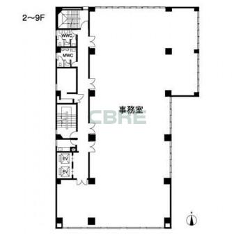 2階〜9階 平面図