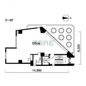 3階〜8階 平面図