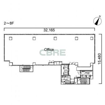 2階〜8階 平面図