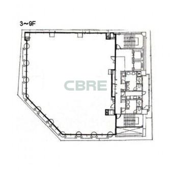 3階〜9階 平面図