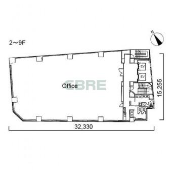 2階〜9階 平面図