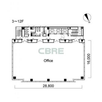 3階〜12階 平面図