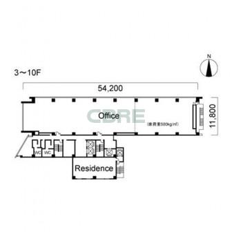 3階〜10階 平面図