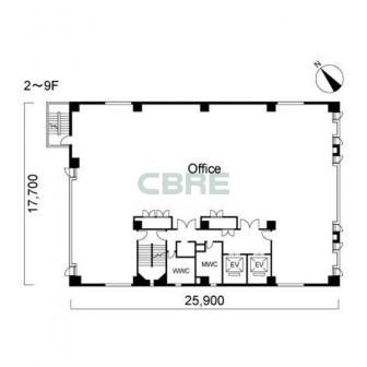 2階〜9階 平面図