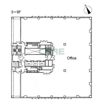 3階〜9階 平面図