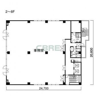 2階〜8階 平面図