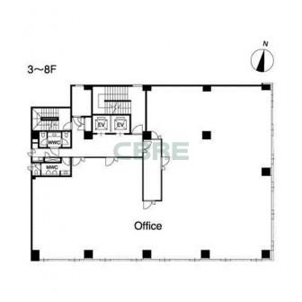 3階〜8階 平面図