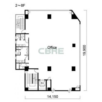 2階〜8階 平面図