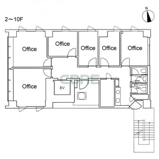 2階〜10階 平面図