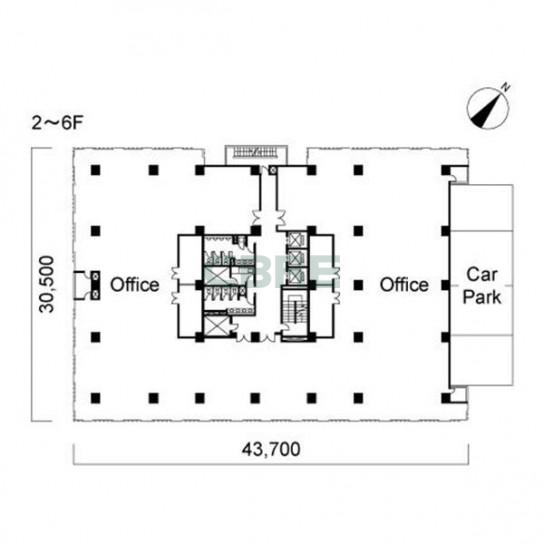 2階〜6階 平面図