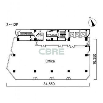 3階〜12階 平面図
