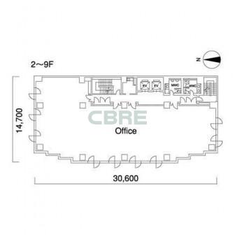 2階〜9階 平面図