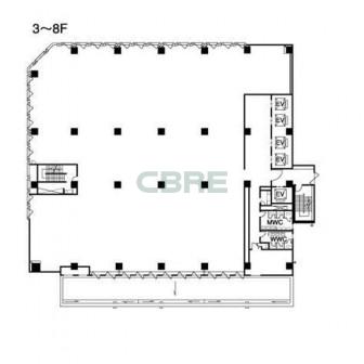 3階〜8階 平面図