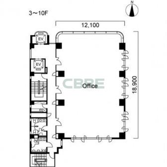 3階〜10階 平面図