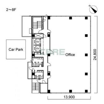 2階〜8階 平面図
