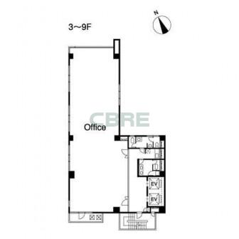 3階〜9階 平面図