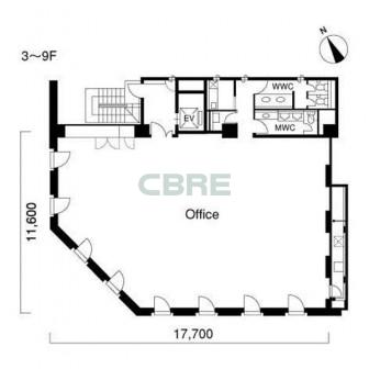 3階〜9階 平面図