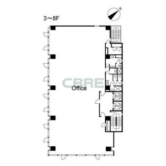 3階〜8階 平面図