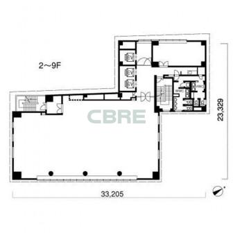 2階〜9階 平面図