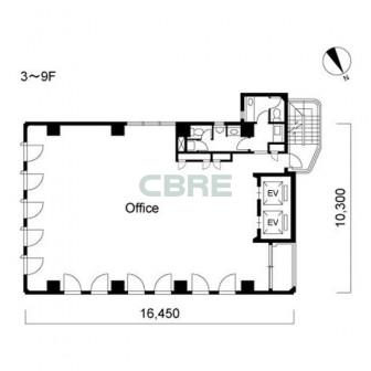 3階〜9階 平面図