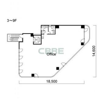 3階〜9階 平面図