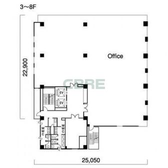 3階〜8階 平面図