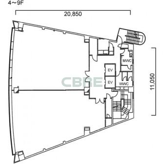 4階〜9階 平面図
