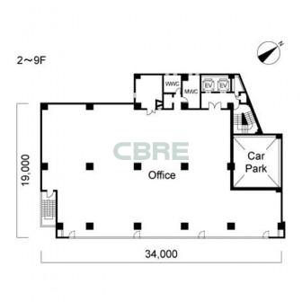 2階〜9階 平面図