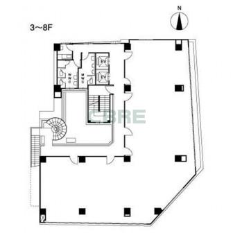 3階〜8階 平面図