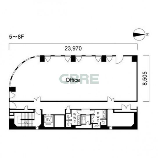 5階〜8階 平面図