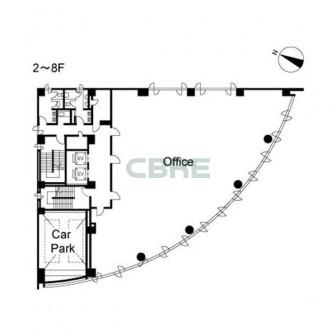 2階〜8階 平面図