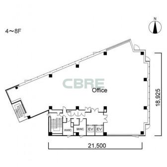 4階〜8階 平面図