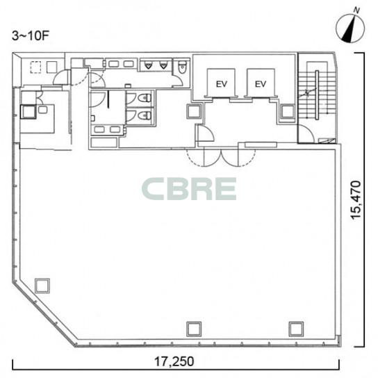 3階〜10階 平面図