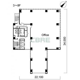 3階〜8階 平面図
