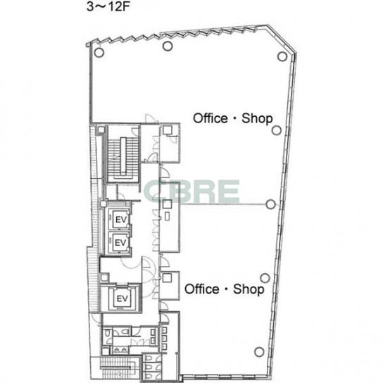 3階〜12階 平面図